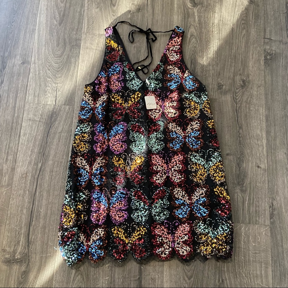 NWT Free People Fly Me Away Sequined Mini Dress